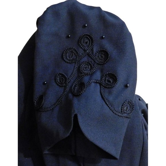 Anthony Mark Hankins Vintage Dress Size 10 Black Beaded Puff Sleeve - Picture 4 of 7